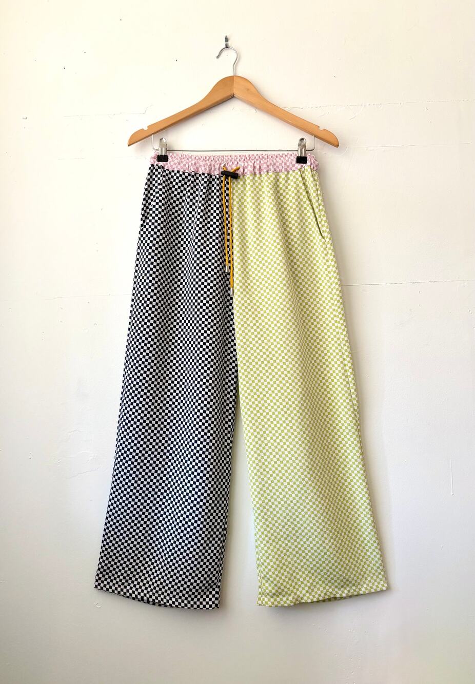 $240 KkCo Checkerboard Color Block Pants Dopamine Maximalist Made in USA Size XS